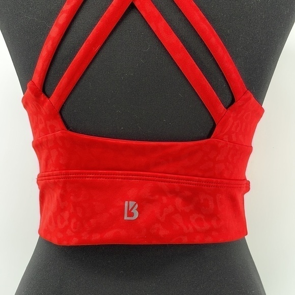 BUFFBUNNY Rosa sports bra crop top animal print gym workout criss cross back xs - Picture 9 of 12
